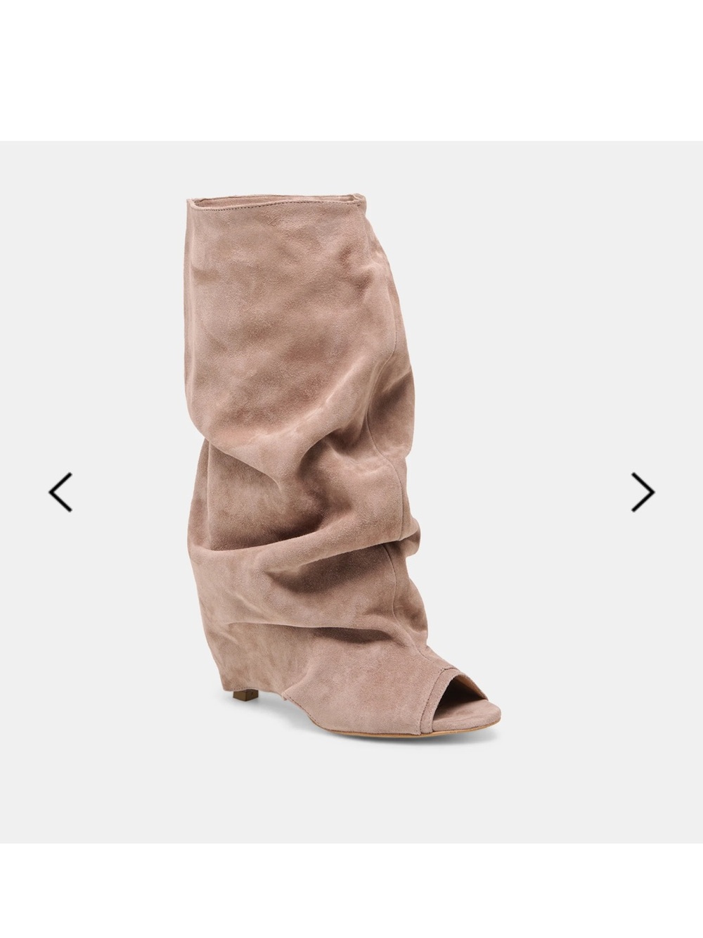 Dolce Vita Slouchy Peep-Toe Suede Boot in Taupe    Clyff Boots Taupe Suede